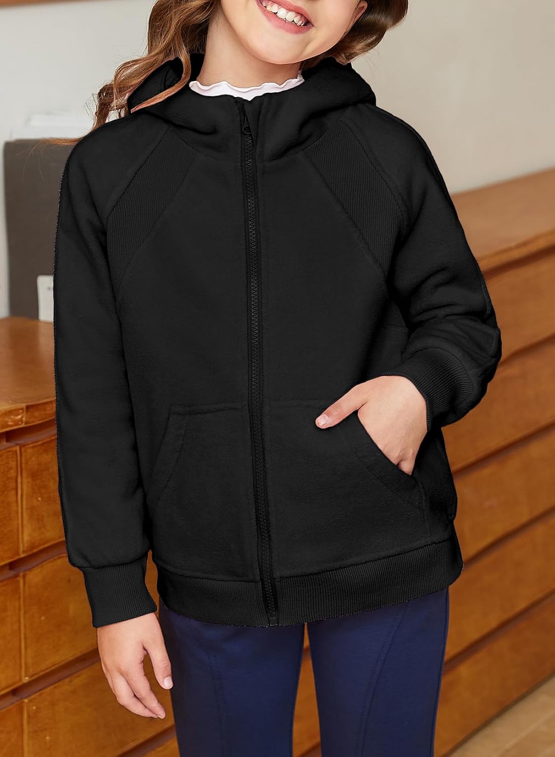 blibean Girls Fleece Zip-Up Hooded Sweatshirt Jacket Size 6-15Y