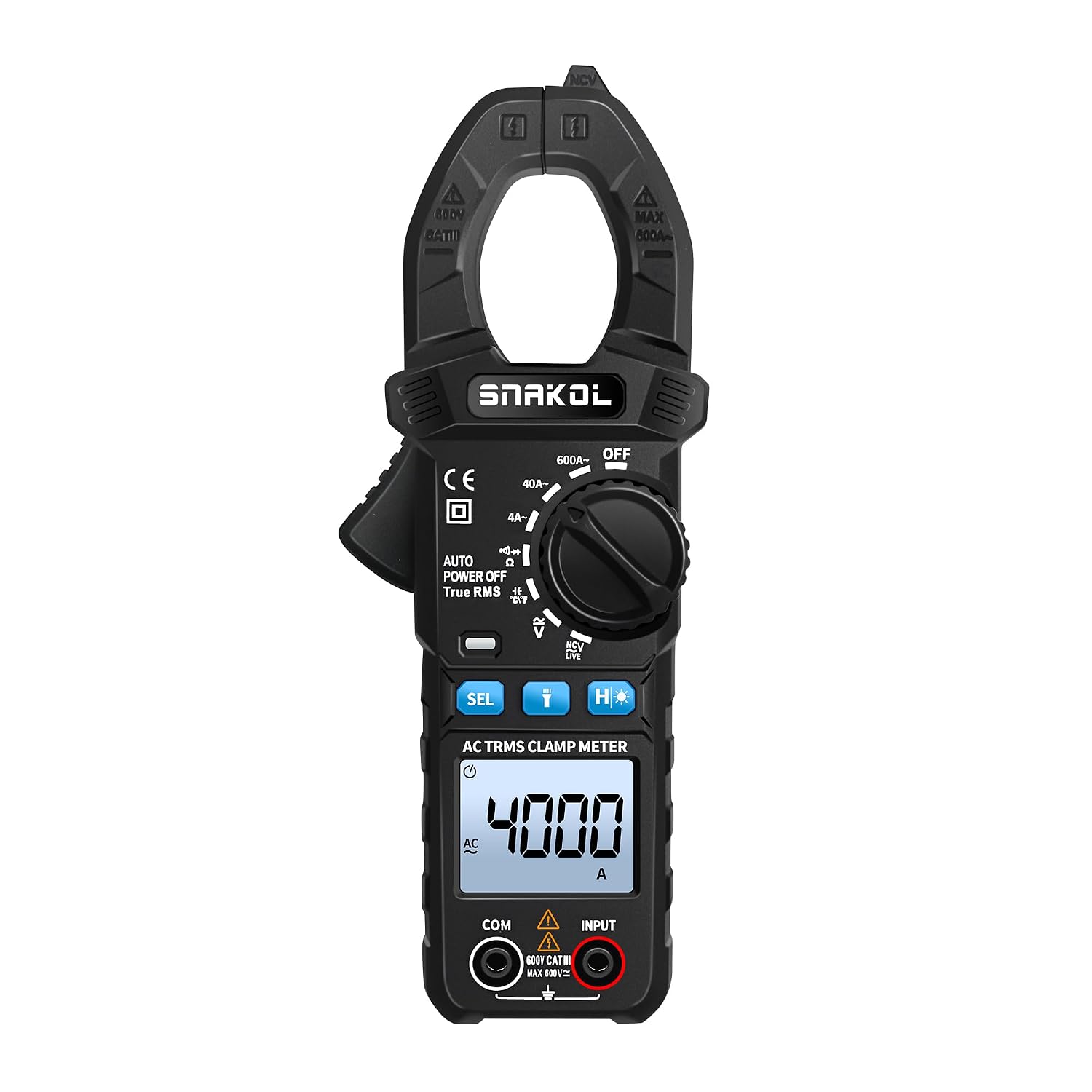Digital Multimeter Tester 4000 Counts Amp Clamp Meter with 35mm Jaws for AC/DC Voltage and AC Current Meter, Resistance, Diode Capacitance, Continuity, Frequency, Thermocouple, NCV Auto-Ranging