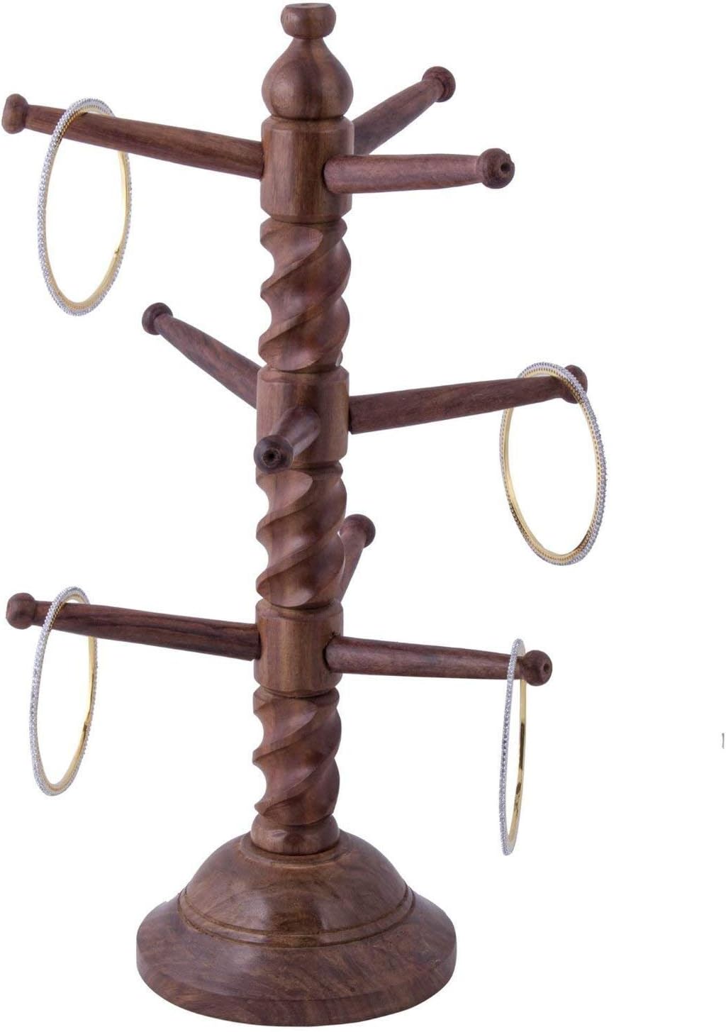 The Indian Arts Decor Sheesham Wooden Bangles Stand, Bangle Hanger,Glass Bangle Tree Indian Wood Bracelet Jewelry Stand Display Holder Rack