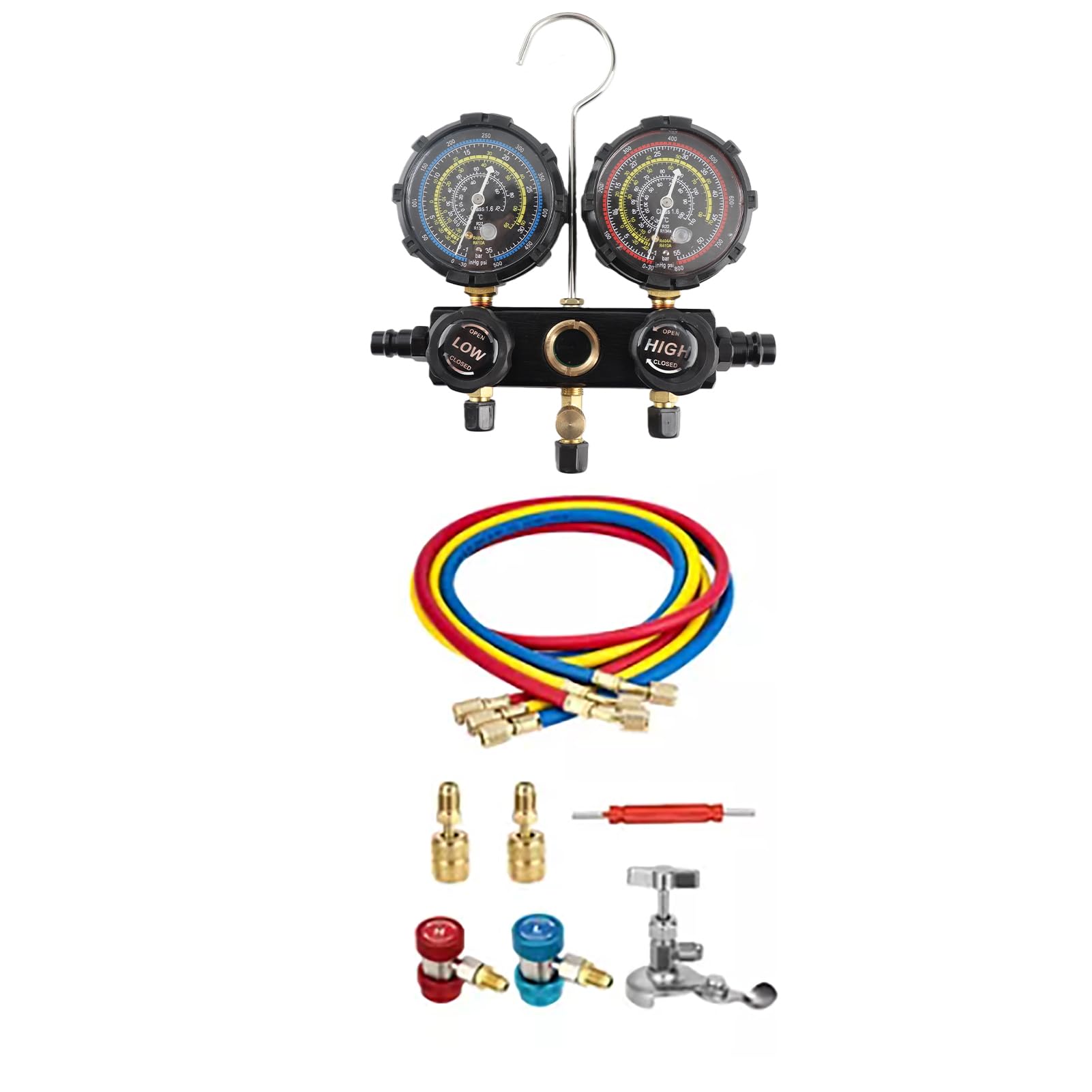 Kit de manómetro de CA R410A, medidor de refrigerante preciso y fiable para el mantenimiento del hogar y el coche, metal ABS, 1 juego