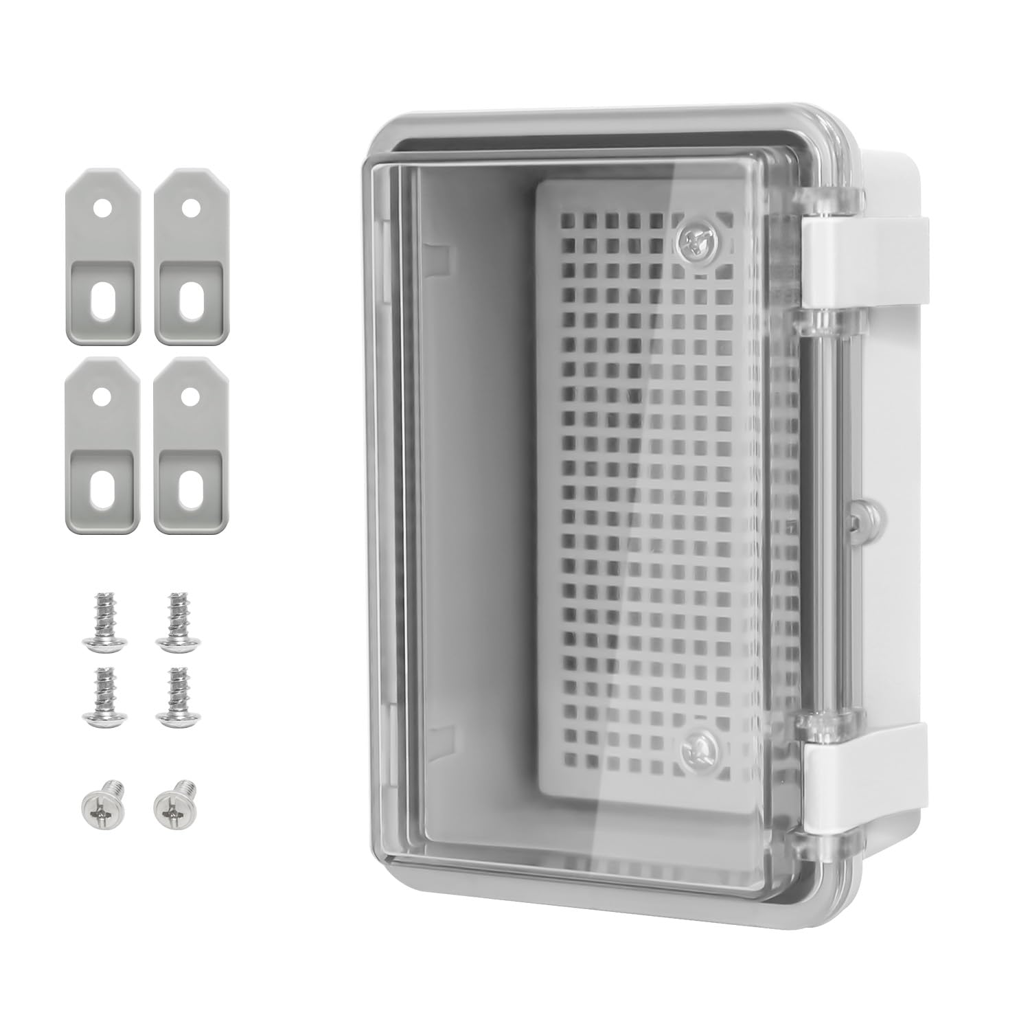 LMioEtool ABS Plastic Dustproof Waterproof IP65 Junction Box Hinged Shell Universal Electrical Project Enclosure Gray, with PC Transparent Clear Cover