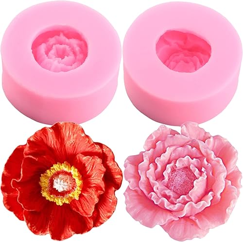Vista 19 de ZiXiang Moldes de silicona para jabón de flores 3D de peonía, molde de silicona para fondant, molde de vela de resina para decoración de pasteles