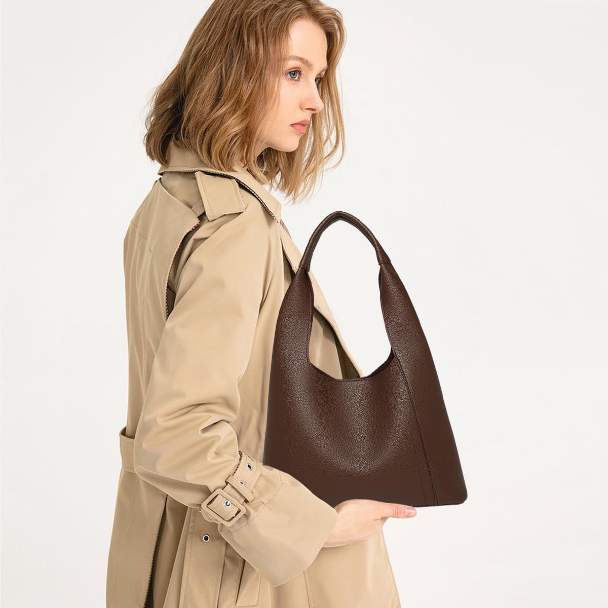 Slouchy Hobo Tote Bags for Women - Retro PU Leather Shoulder Handbag Purse Large Capacity 2pcs