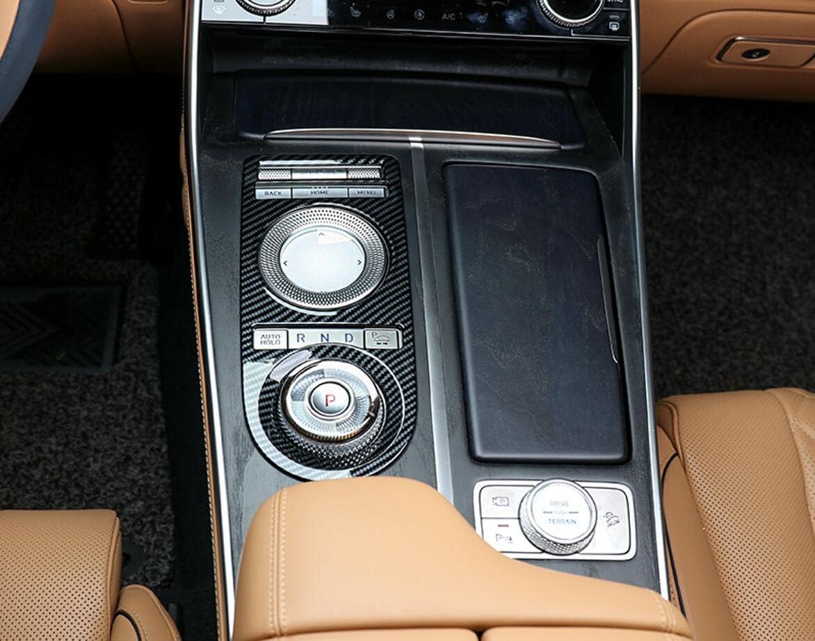 Cnaurda Carbon Fiber Style Center Console Gear Shift Panel Cover Trim Centeral Control Frame Protective Sticker Compatible with 2020 2021 2022 Genesis GV80 Accessories
