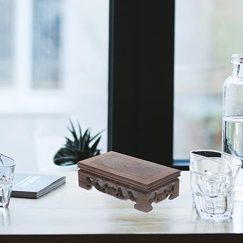Miniatura 9 de Zerodeko Base de elevación de madera maciza Tetera Base de madera Base de tetera cuadrada Soporte de cristal Tetera Ornamento de madera Soporte de