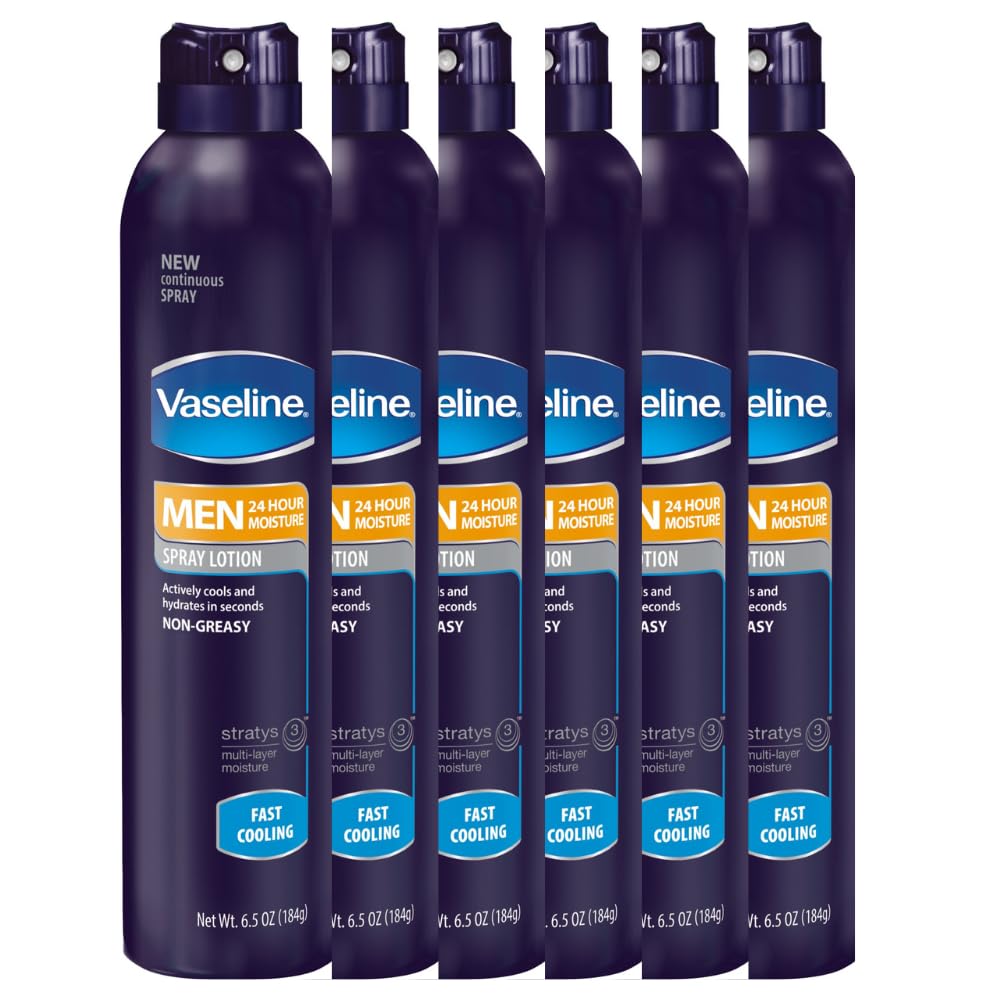 Vaseline Men Spray Lotion, Fast Cooling, 6.5 Ounce - pack of 6