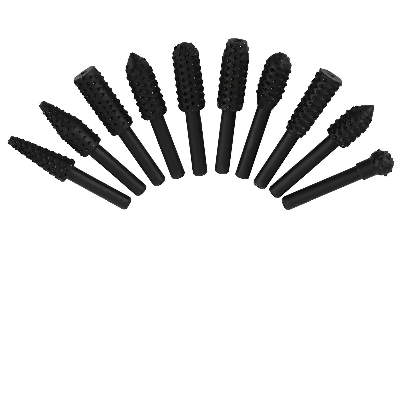 Meximore 10PCS Rotary Rasp File Set Carving Rasp Files Set Wood Carving Tool 1/4 Inch Hex Shank Rotary Rasp Woodworking Drilling Engraving Polishing
