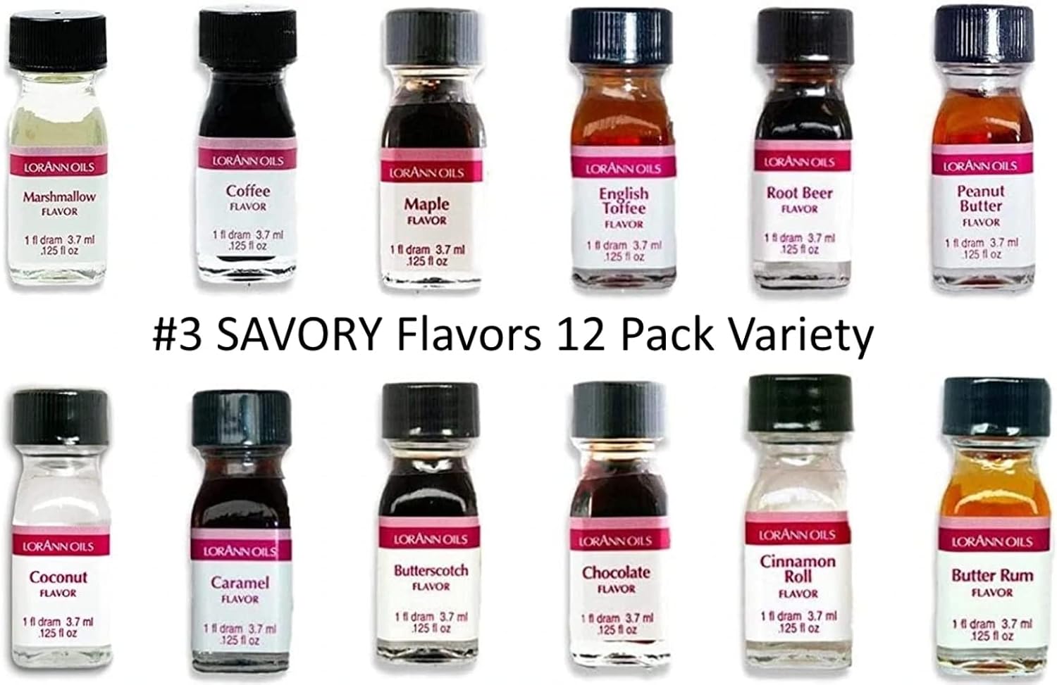 Tasty Living Variety of LorAnn Oils Food Flavoring - 12 Savory Flavors, 1  Fl Dram (3.7 ml. - .125 fl. Oz.) Each : Amazon.ca: Grocery & Gourmet Food