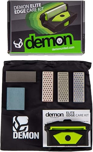 DEMON UNITED Elite X - Afinador de borde de esquí y snowboard, incluye multiherramienta de borde lateral, 3 piedras de diamante, lima de acero y