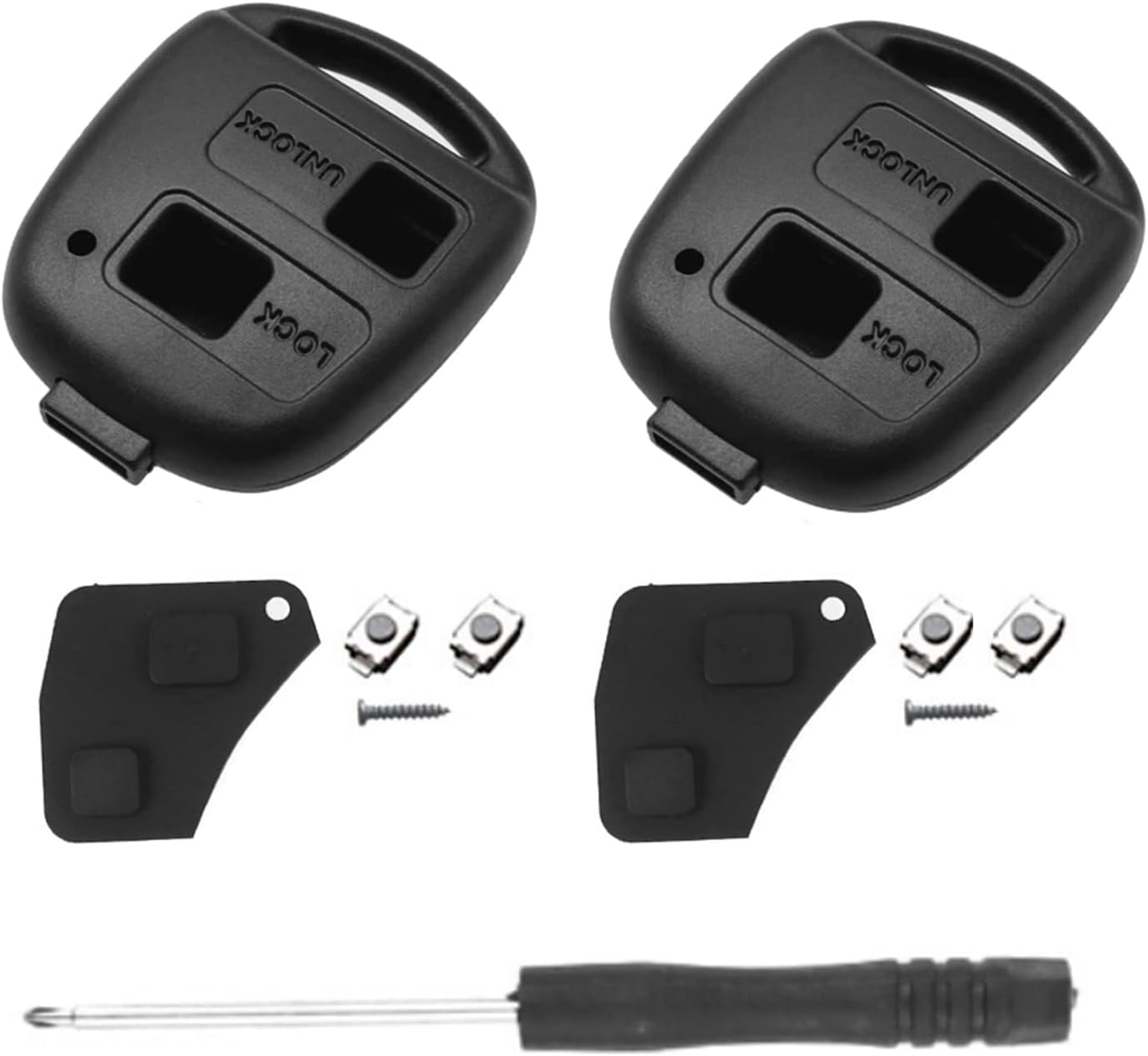 Cover per telecomando per auto, 2 pulsanti, compatibile con To-yota Avensis Corolla Camry Echo Prado RAV4 con pulsante in gomma (senza lama