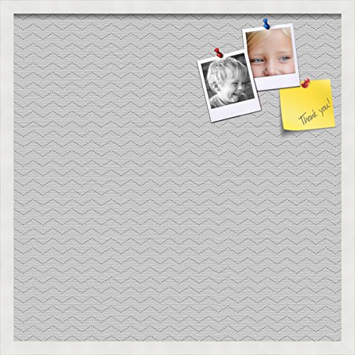 PinPix Decorative pin Cork Bulletin Board Made from Canvas, Zig Zag Pattern 24 x 24 Inches (Completed Size) and Framed in Satin White Frame (PinPix-125)