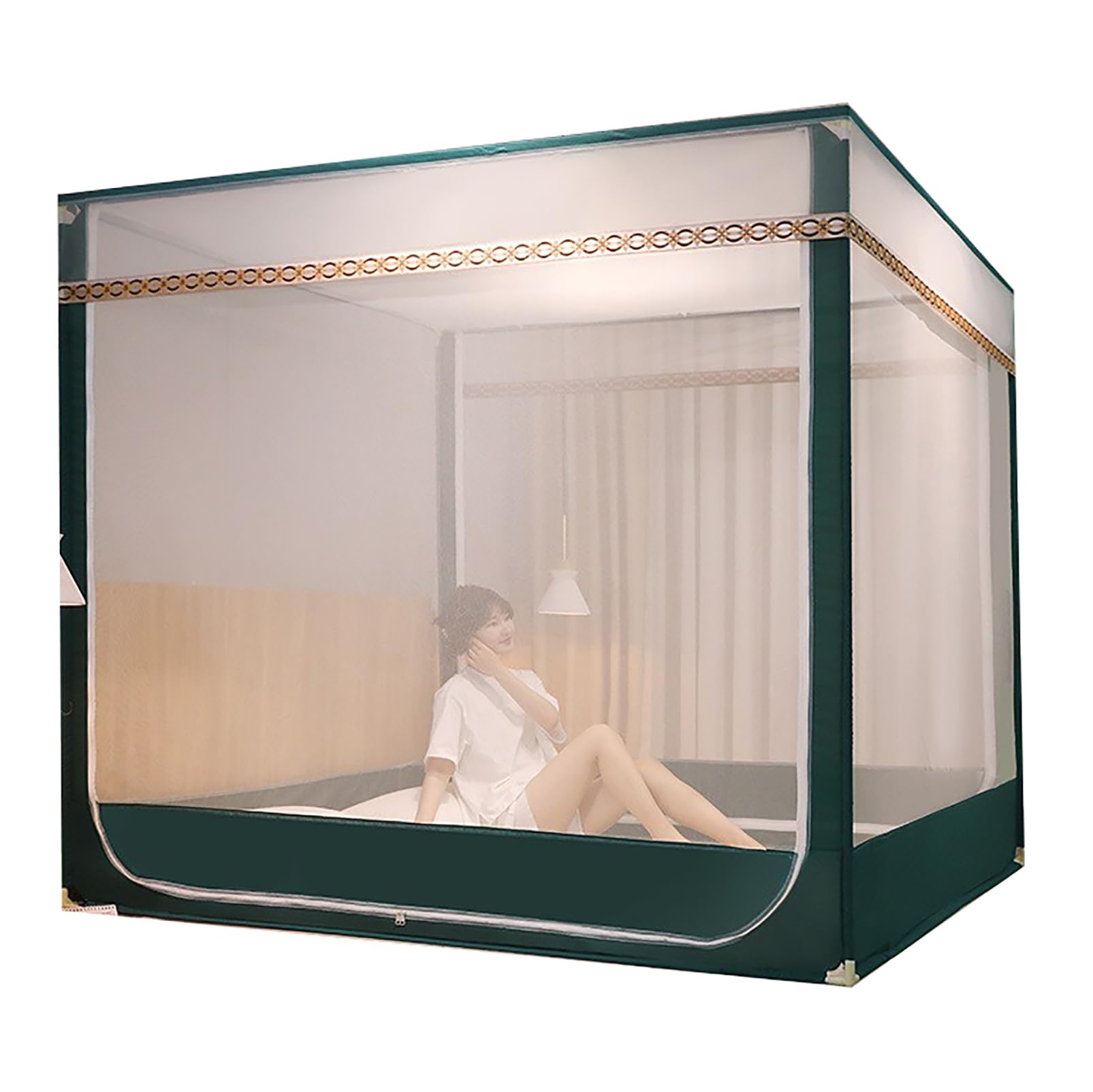 CUTTE Baldacchino per Letto Portatile con Zanzariera con Fondo, Tende a Baldacchino con Rete per Zanzariera a Doppia Porta con Cerniera Crittografata