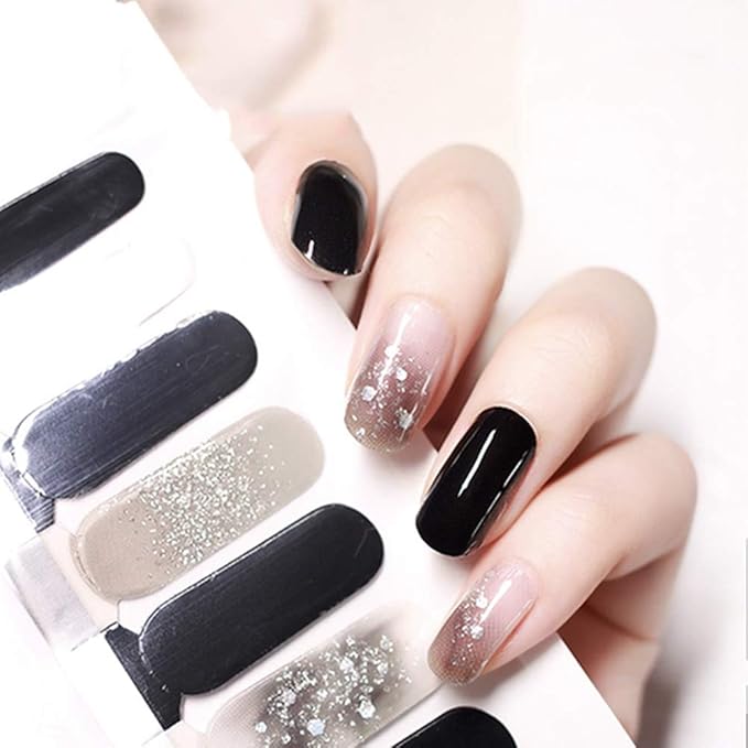 Amazon Ziv Nat ピース 貼るだけマニキュア ネイルシール ネイルステッカー 黒 金 ブラック ゴールド ネイルラップ ネイルアクセサリー 女性 レディースプレゼント ギフト Ziv Nat シール ステッカー 通販