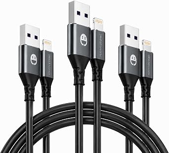 SMALLElectric 3 Pack MFi iPhone Charger 10ft Extra Long Lightning Cable | MFi Certified 10ft Extra Long Lightning Cable, Reinforced Cord for iPhone 14-6/SE, iPad, AirPods, Bed/Sofa