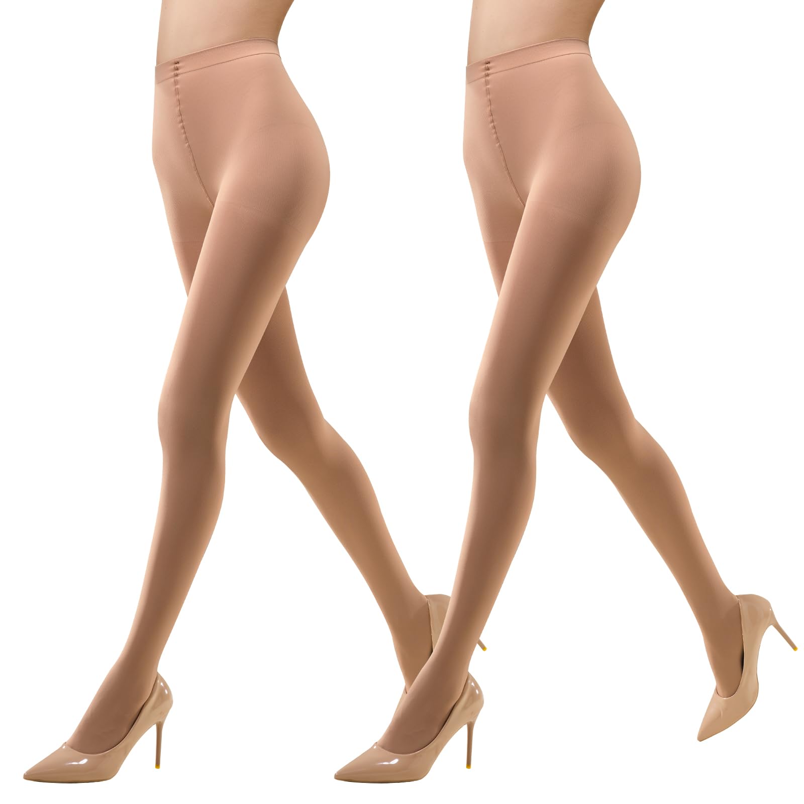 MANZI Run Resistant Control Top Panty Hose Opaque Tights