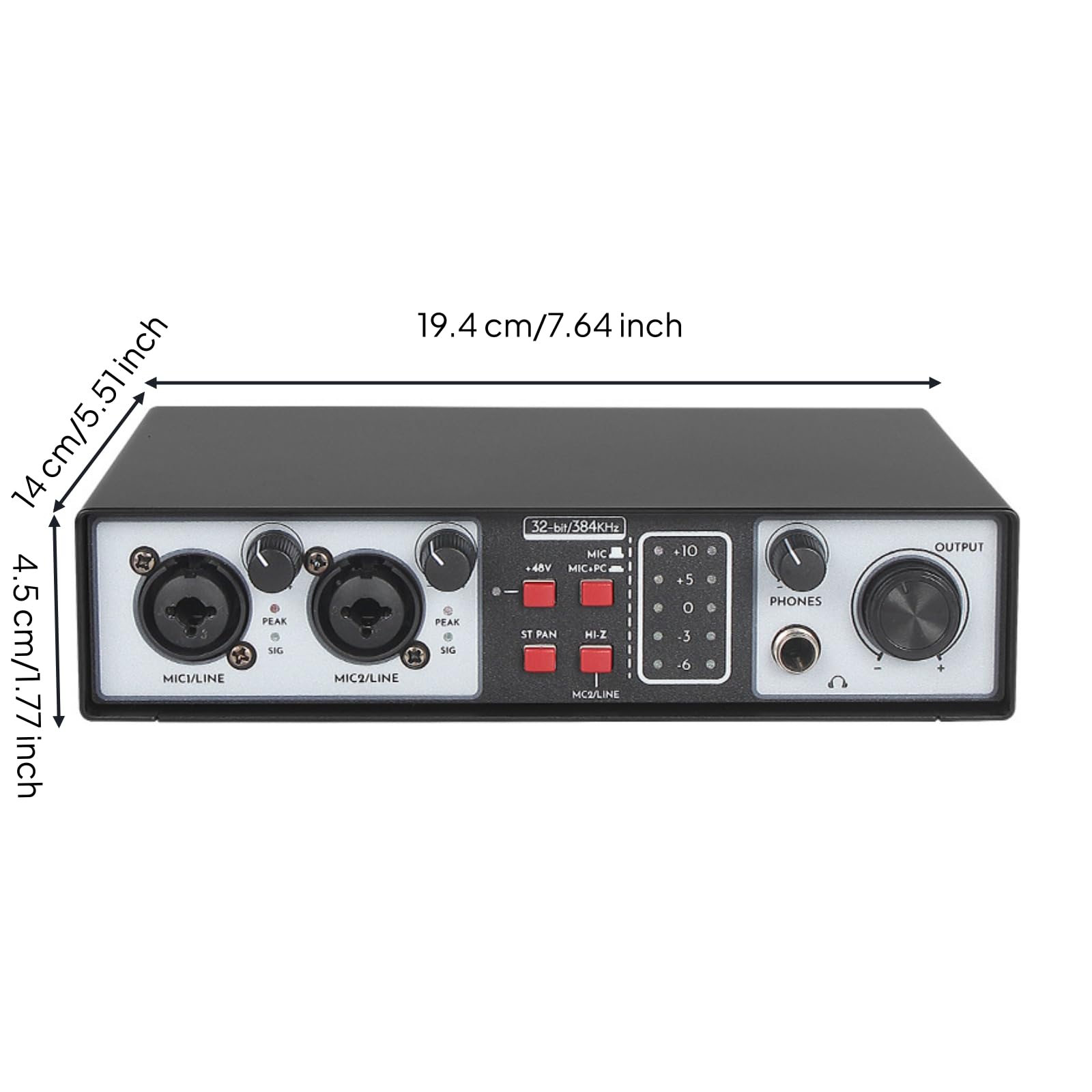 predolo USB Audio Interface Echtzeit USB Rauscharm Mit Mikrofonvorverstärker Für Podcaster, Streamer, Heimaufnahmestudio