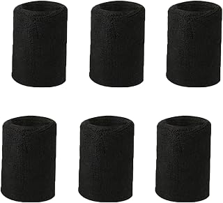 8 muñequeras elásticas para el sudor, color negro, para tenis, baloncesto, fútbol, correr