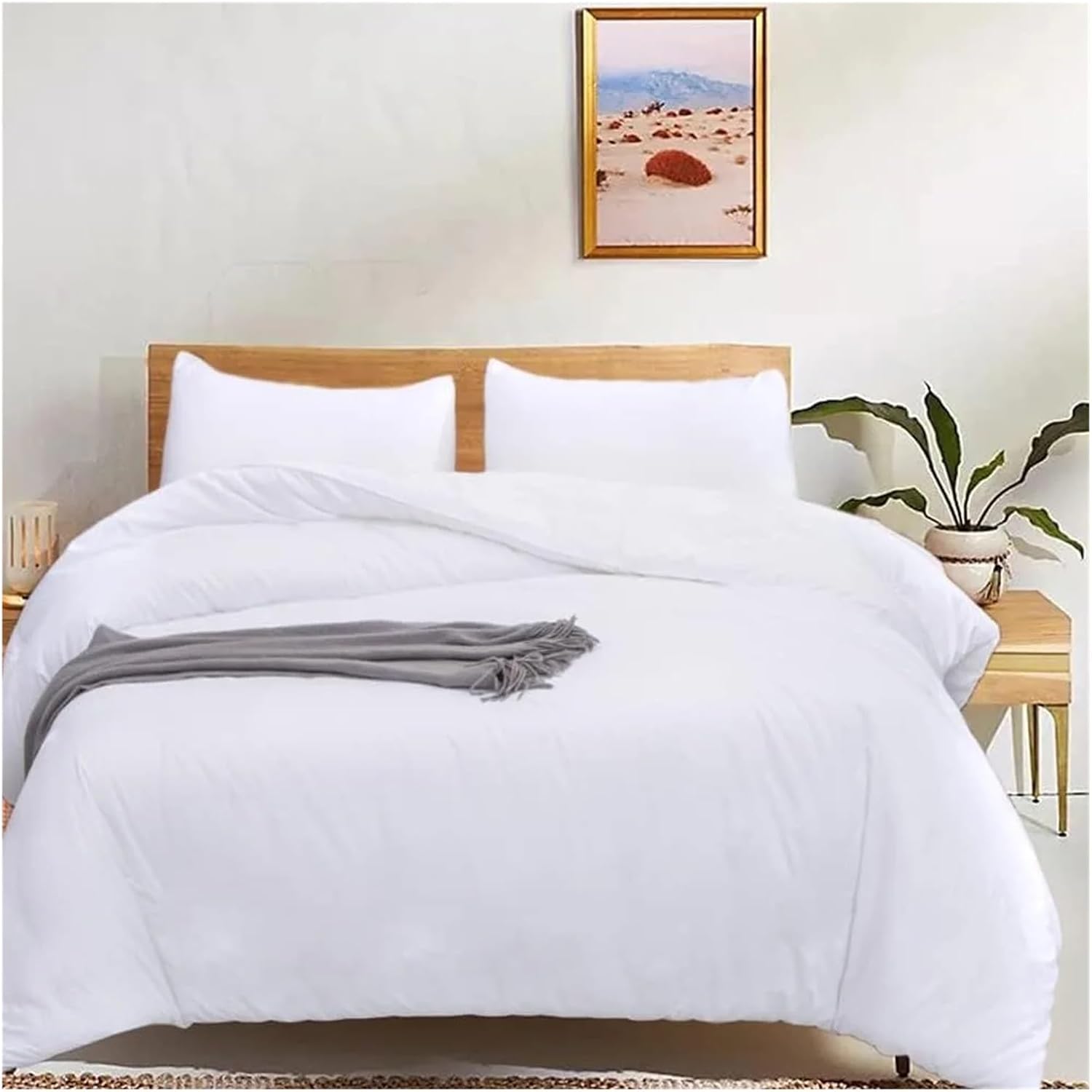Bed, Duvet Cover Set, White Comforter White Bedding Comforter White Bed Comforter Solid, Duvet Cover Set, Queen, MM-102