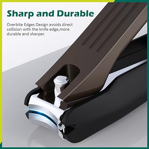 Miniatura 3 de GLAMFIELDS Cortaúñas con atrapasueños, cortaúñas grande para las uñas, con borde inclinado, estuche de cuero, buen regalo para hombres y mujeres,