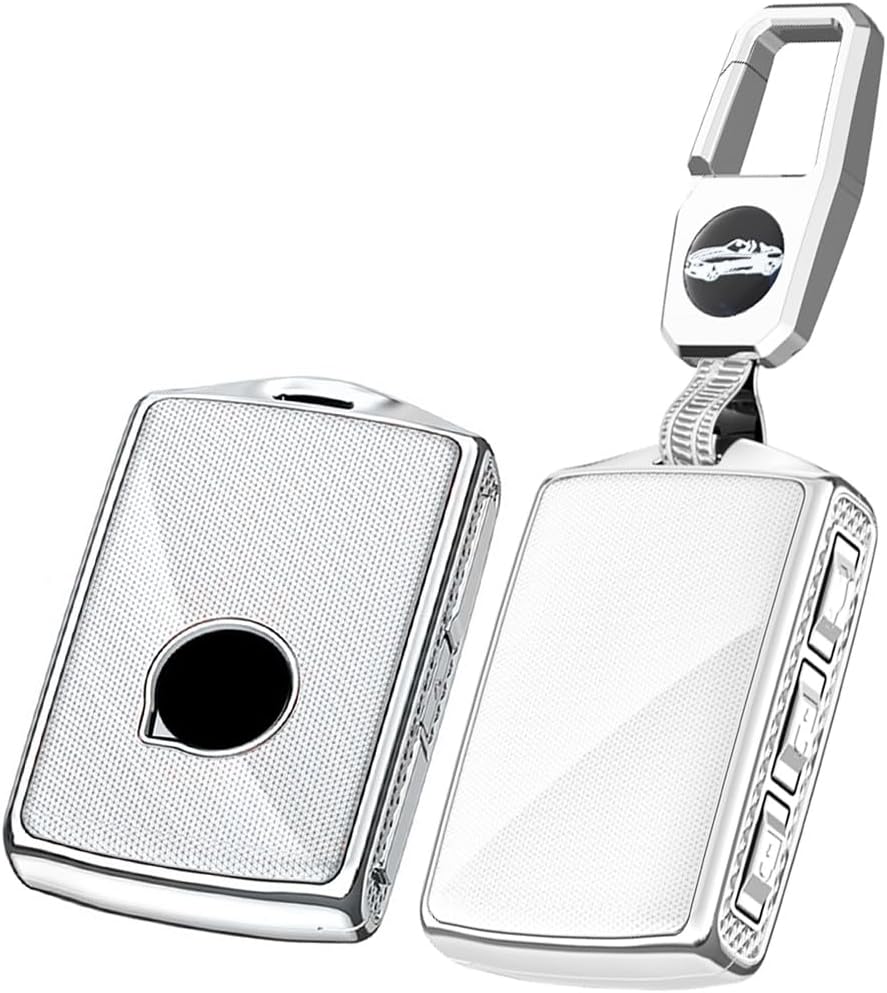 SANRILY PC Plating Diamond Pattern Smart Key Fob Cover Compatible with Volvo XC60 XC90 2019-2024 XC40 S90 S60 V60 V90 Keyless Key Shell with Keychain Black