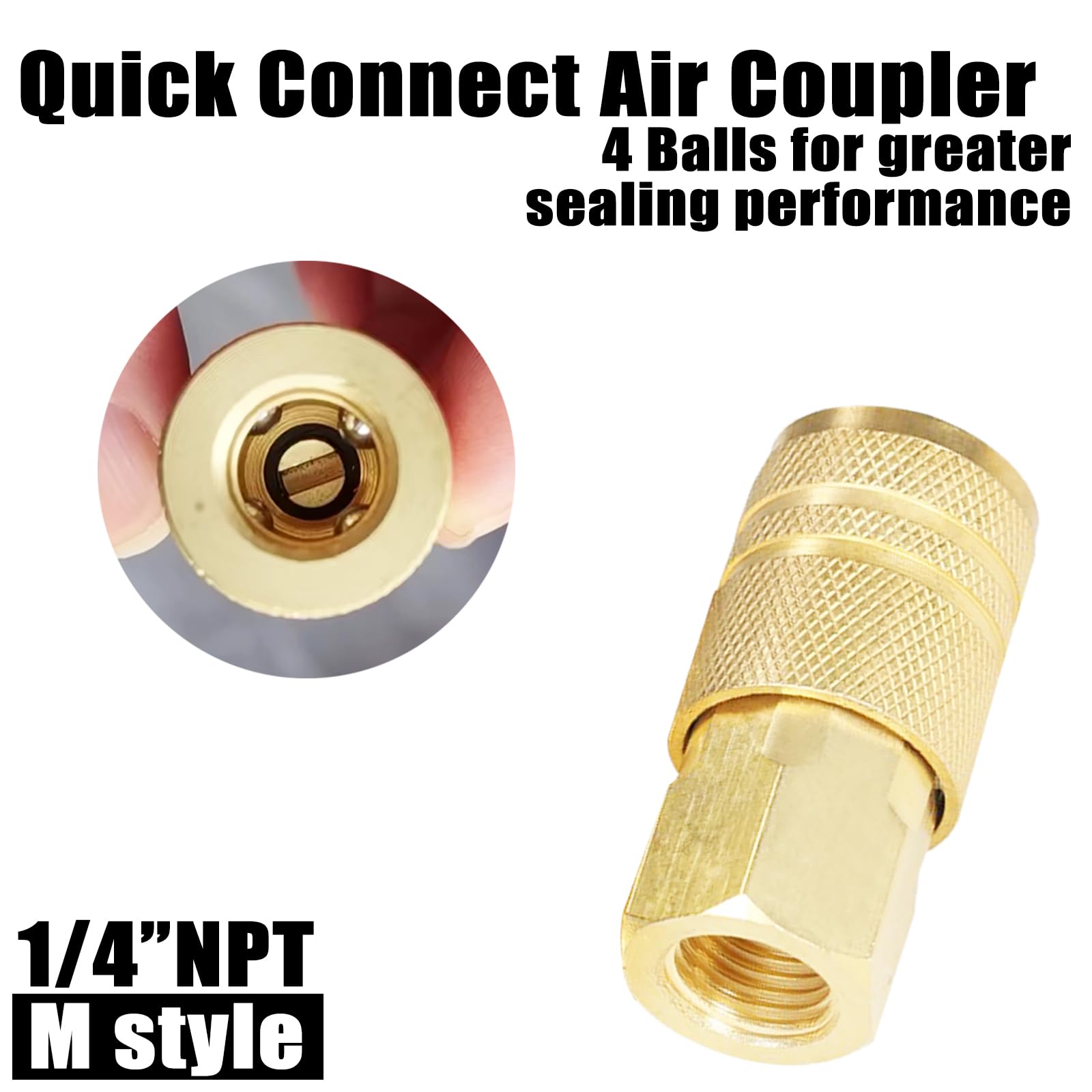Raccordi per tubi dell'aria in ottone industriale accoppiatore 1/4" NPT filettatura femmina compressore raccordi a connessione rapida per cantieri professionali e negozi automobilistici stile