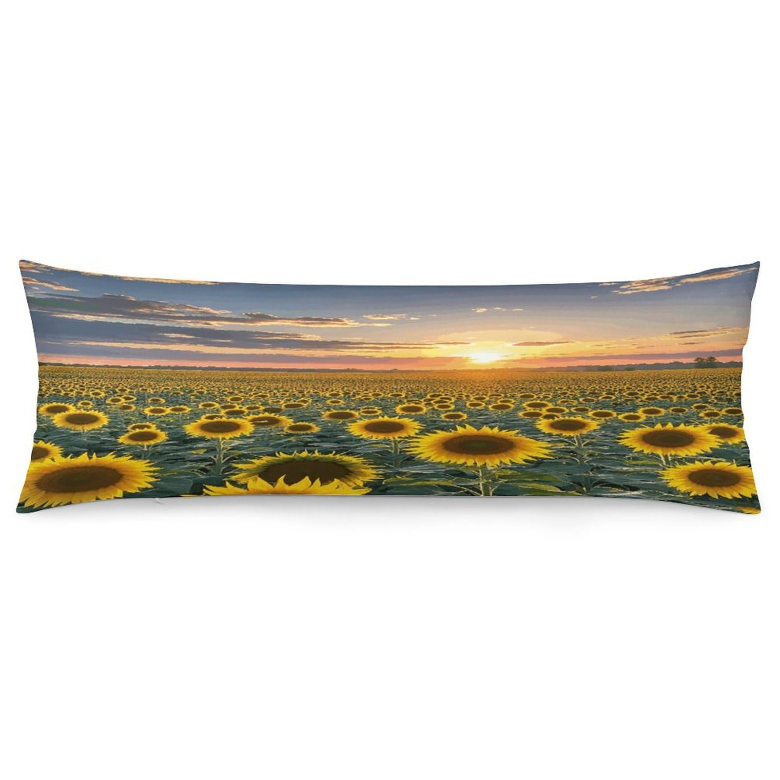 Dreamlike Sunset of A Sunflower Field Throw Pillow Cover Soft Pillow Case Decorative Lumbar Pillow Cover Cozy Throw Pillowcase Polyester Rectangular Cushion Case Decor for Couch Sofa Bed