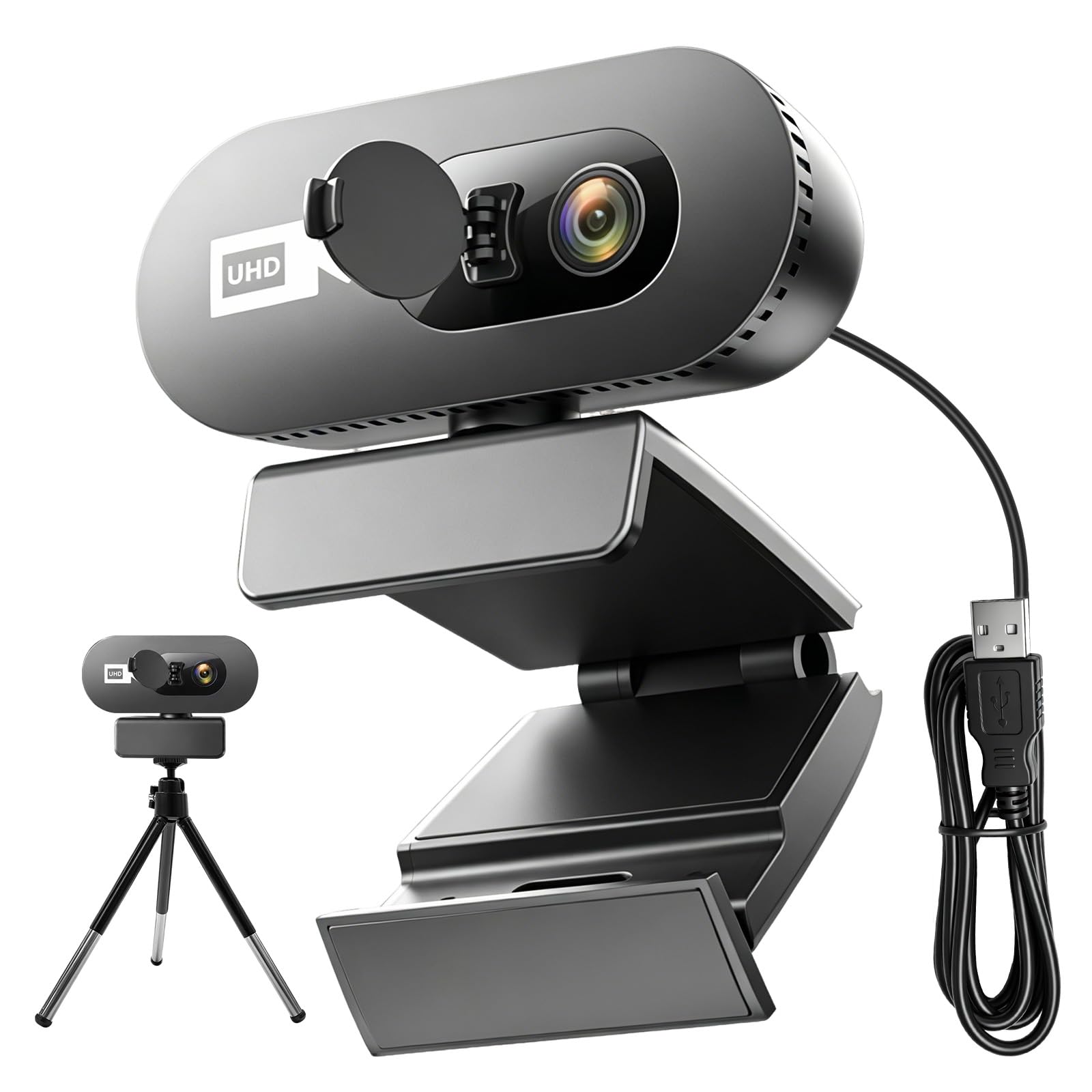 Webcam 1080P Full HD con Microfono, Auto Focus e Copertura Privacy, Fotocamera PC USB Plug & Play, Angolo di visualizzazione 75°, per Linux, Win10/8/7, Mac, Streaming