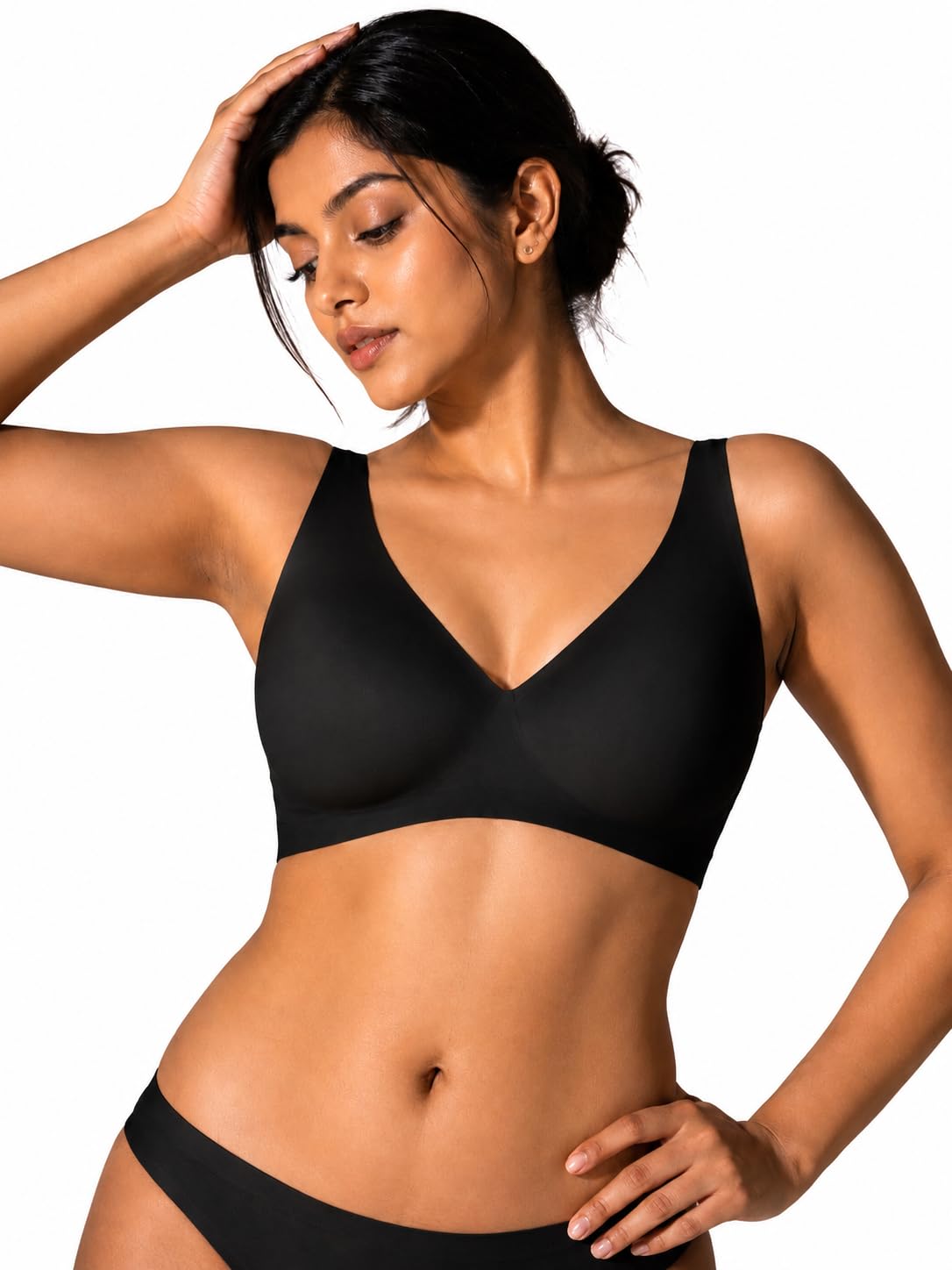 Jelly Wireless Bra Deep V Push Up Seamless T-Shirt Comfortable Plunge No Underwire Bras with Adjustable Straps Everyday Bras-image-38