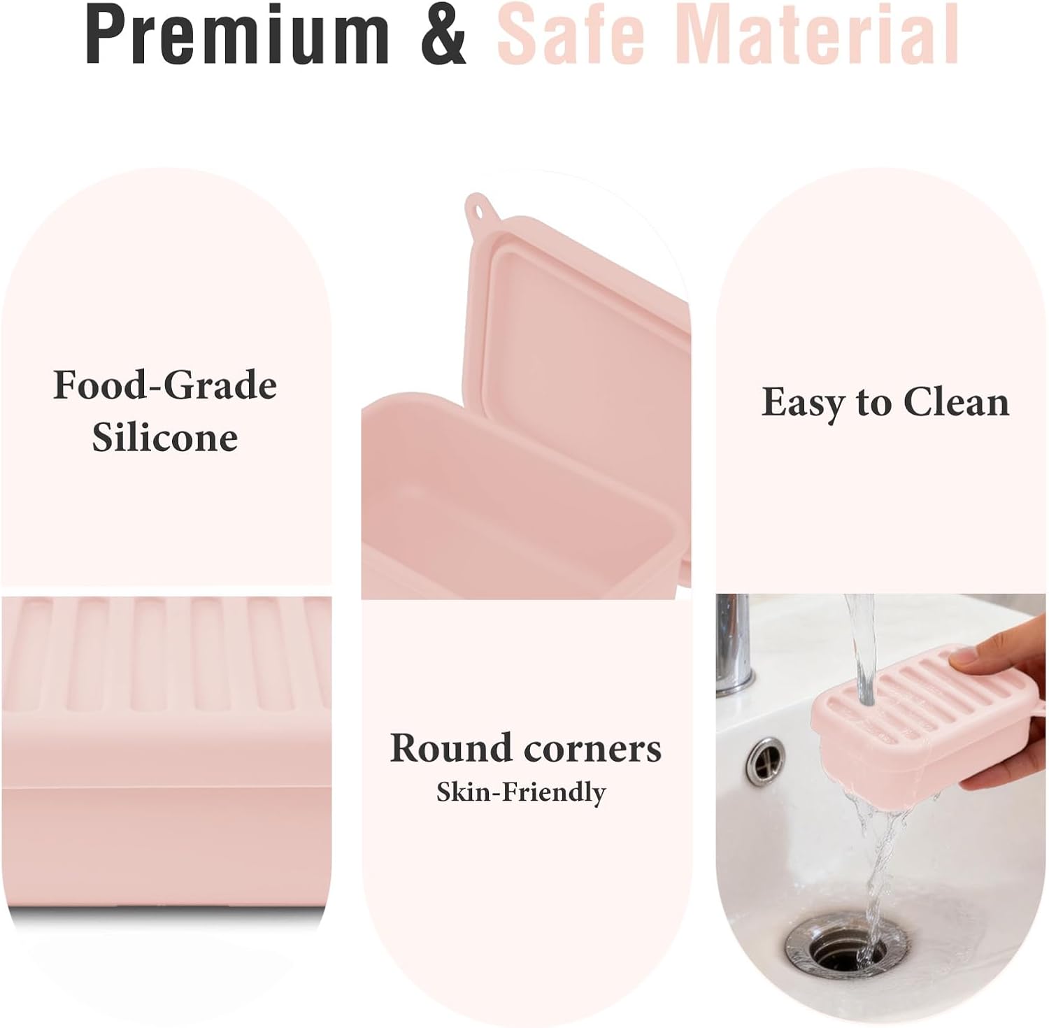 2PCs Silicone Travel Soap Case with Lid & Drain Tray, Leakproof, for Travel