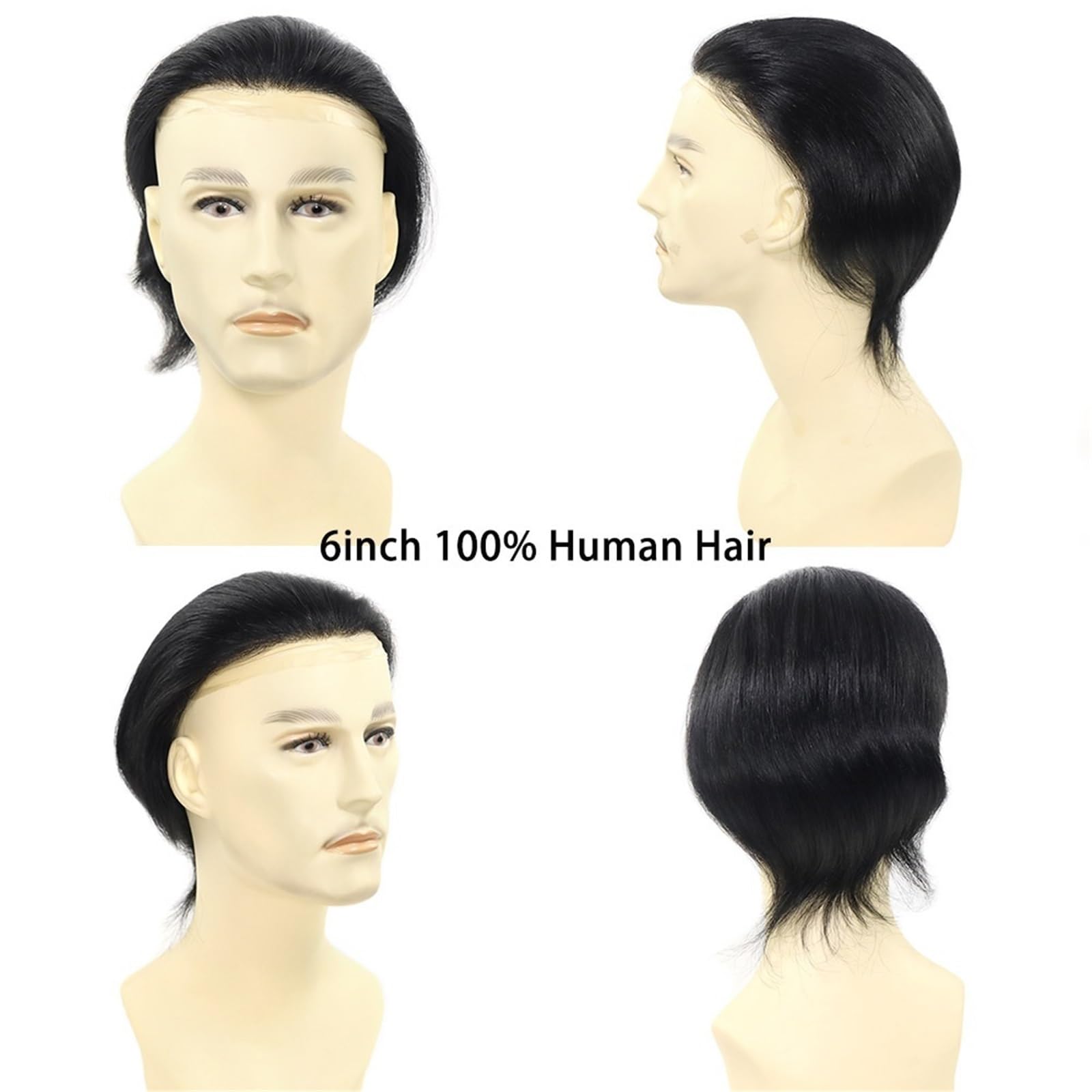 Tupecik męski Peruka z ludzkimi włosami dla mężczyzn PU Skin Hair System 6 cali