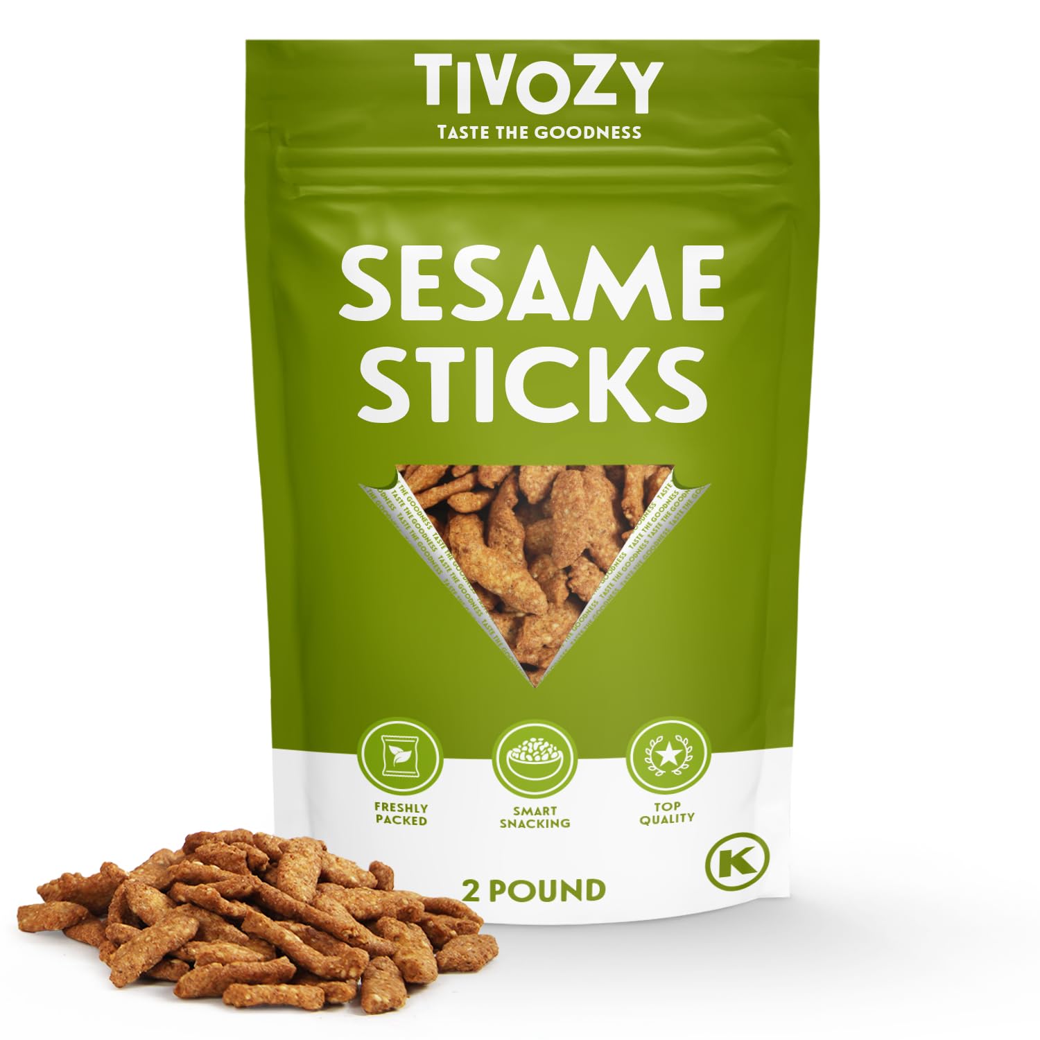 TIVOZY Sesame Sticks Original - Delicious and Fresh Gourmet Seed Snacks with the Perfect Mix of Roasted and Salty Flavor for Midday Snacking, Office On-The-Go Indulgence 4 Lb Bulk Pack