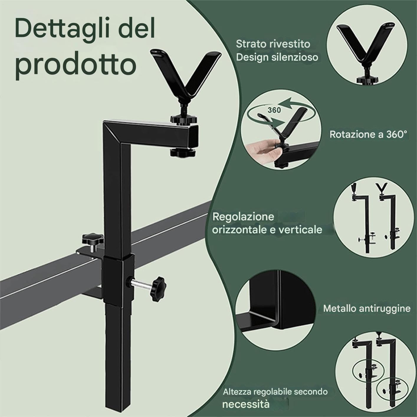 Caballete para luces, brazo ajustable para selfies en altura – Soporte para retratos fotográficos – Para exteriores, viajes, mochila de hombro, tienda de campaña, , escalada, picnic, camping