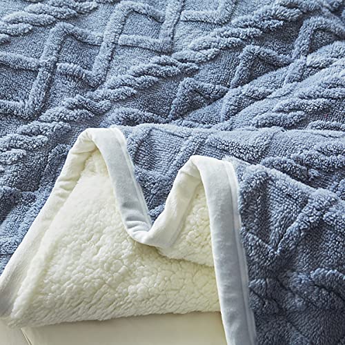 Oyuxmas 3 Layers Sherpa Throw Blanket For Sofa Chair Bed,Winter Double-Sided Blanket Lamb Fleece Air-Conditioning Blanket Quilt Knee Blanket Office Nap Blanket-Cozy, Plush, Fluffy(79X91 In, Blue) #TOP6