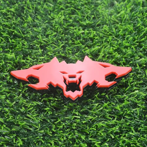 Image of 1x Wolf Emblems 3D Tailgate Side Badges Logo Fit for Tsla Cybertruck Car Truck Motorcycles (Black Red)