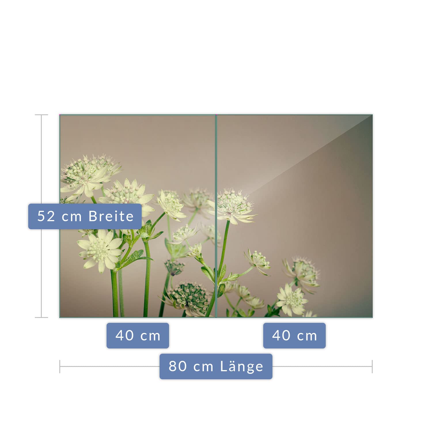 Placa para Cubrir la vitrocerámica, 2 Piezas, 2 x 40 x 52, diseño de Flores, Color Blanco, para inducción