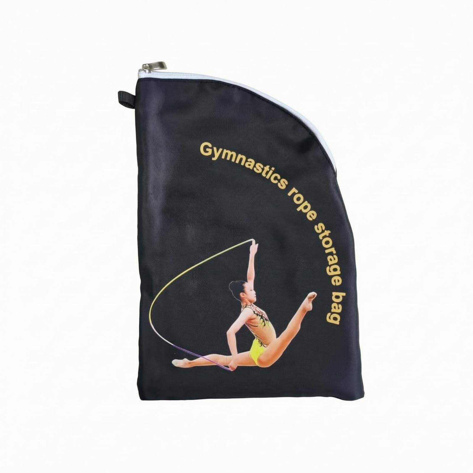 Curved Top Gymnastics Rope Bag Strap Loop Gymnastics Drawstring Bag Light Zipper Trim Zippered Pouch Easy to Clean, Black | Sporting Goods | Team Sports | Gymnastics | Other Gymnastics-image-40