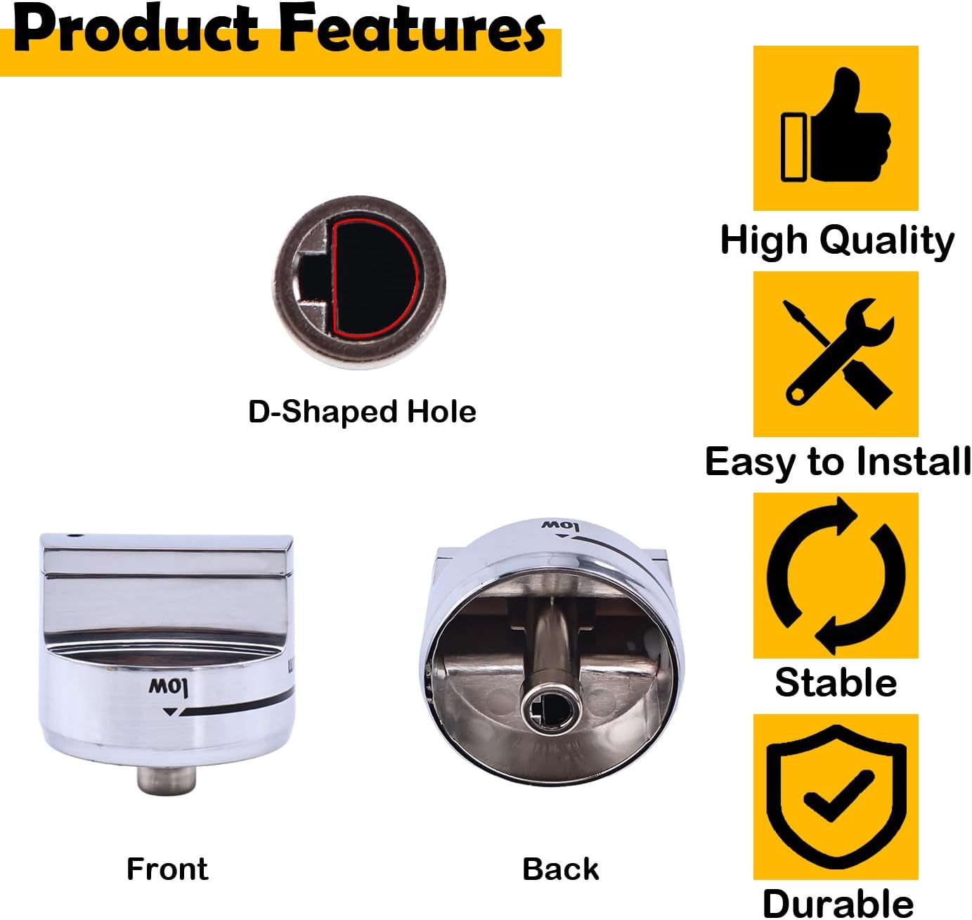 5PCS W10858251 AP6238046 4534467 PS12074638 Oven Range Burner Knob Compatible with Whirlpool Maytag Gas Stove knobs