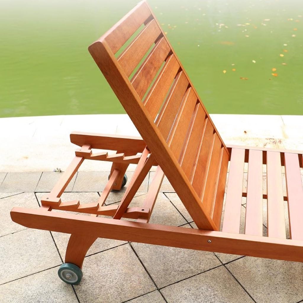 Patio Benches for Outdoors Outdoor Solid Wood Lounge Bed, Scenic Seaside Pool, Hotel Courtyard Garden, Beach Vacation Chair Garden Benches for Outdoors