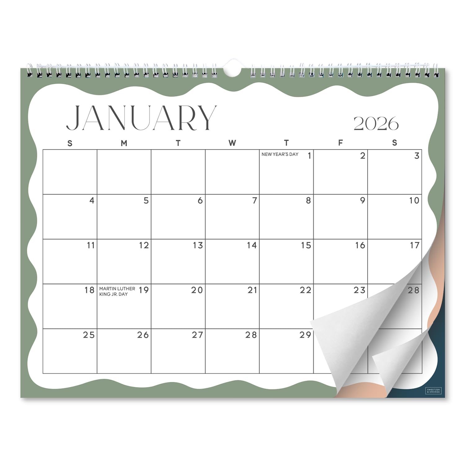 S&O Soft Seasons Wall Calendar from January 2026-June 2027 - Tear-Off Monthly Calendar - 18 Month Academic Wall Planner - Hanging Organizer to Track