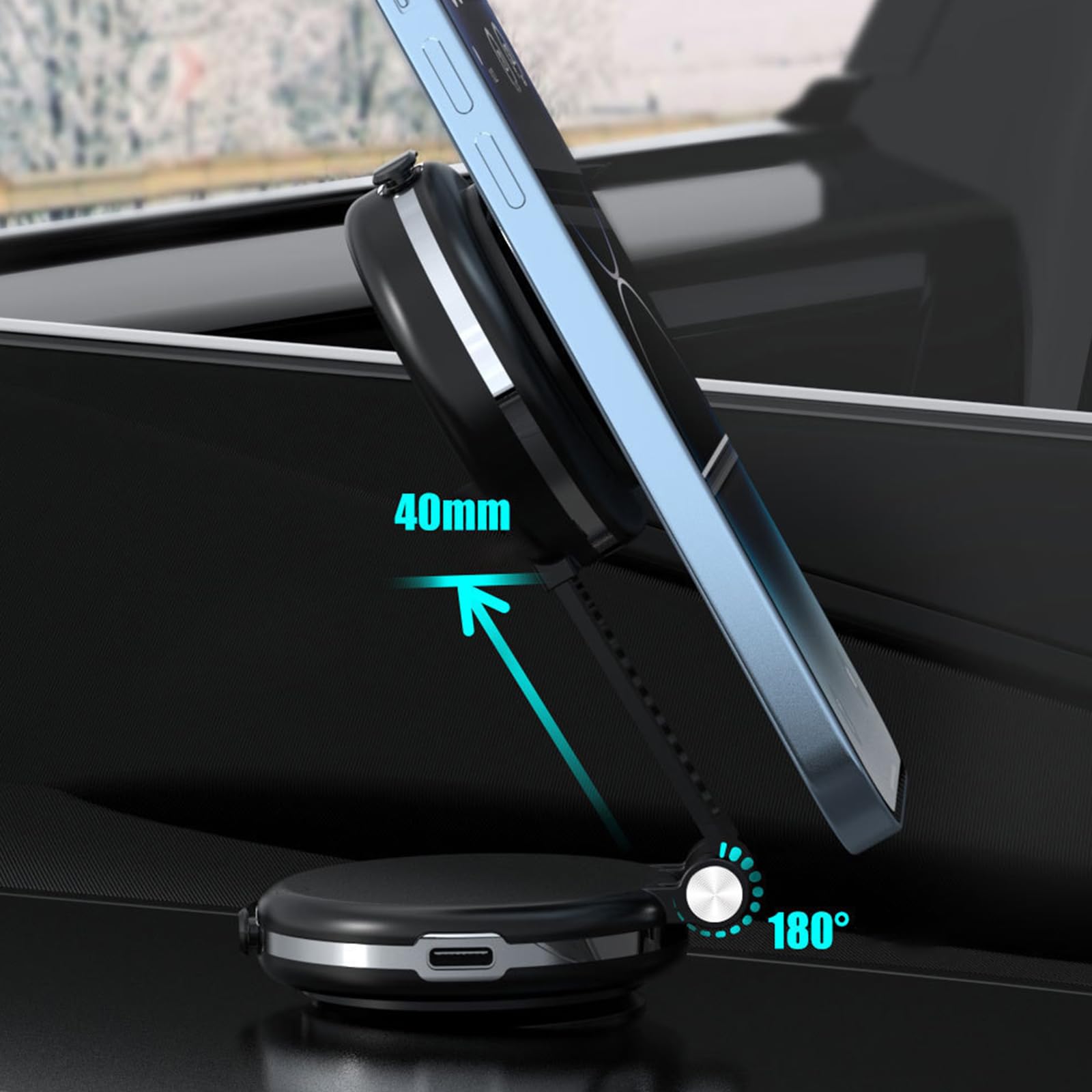 Supporto per Supporto per Smartphone Magnetico Parabrezza con Aspirazione A Vuoto A 360 Gradi Rotabili per Le Videochiamate Navigazione
