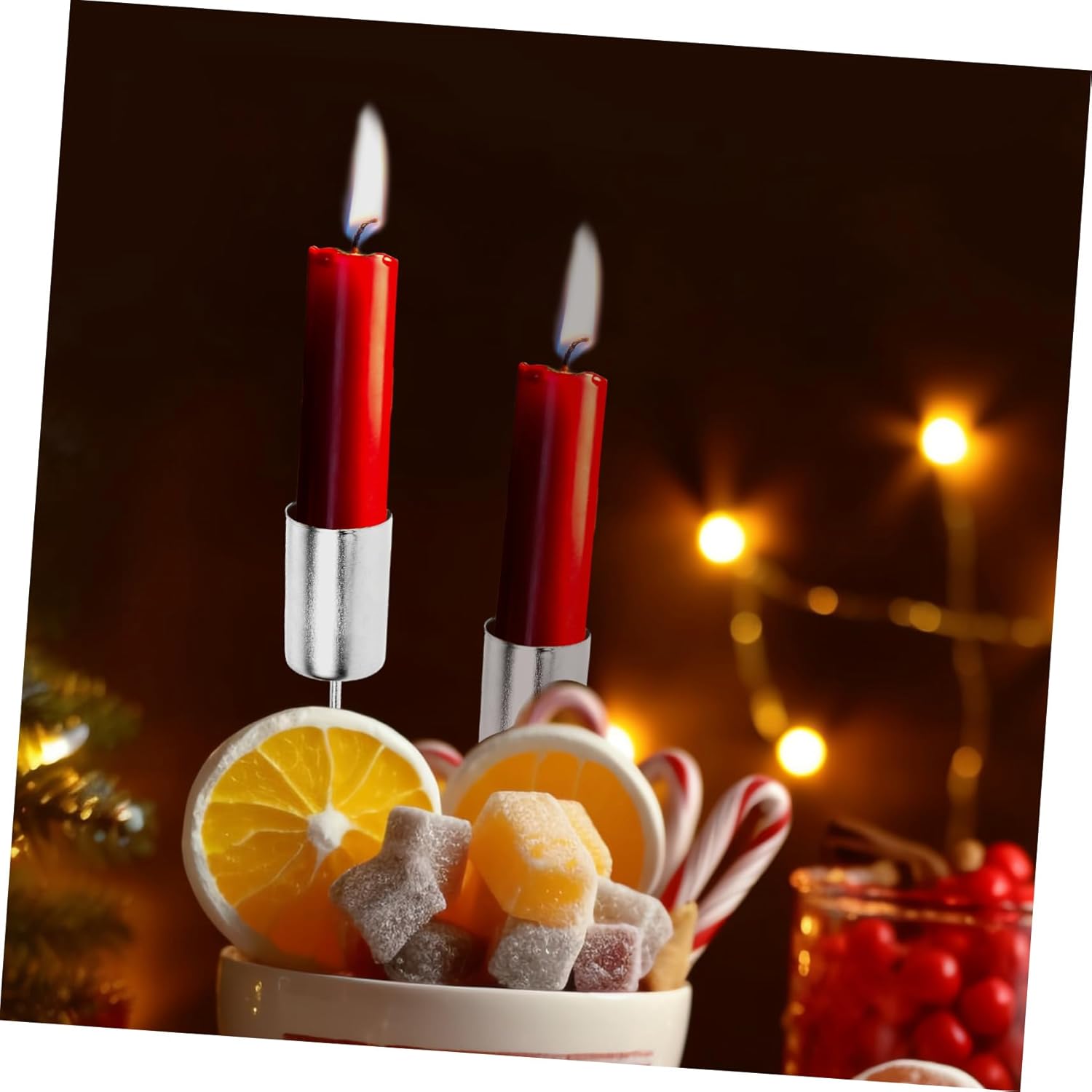 Ciieeo 5Pcs Candle Holders for Christmas Tree Decoration Versatile Candle Cups for Party Favors Taper Candle Holders to Enhance Holiday Atmosphere