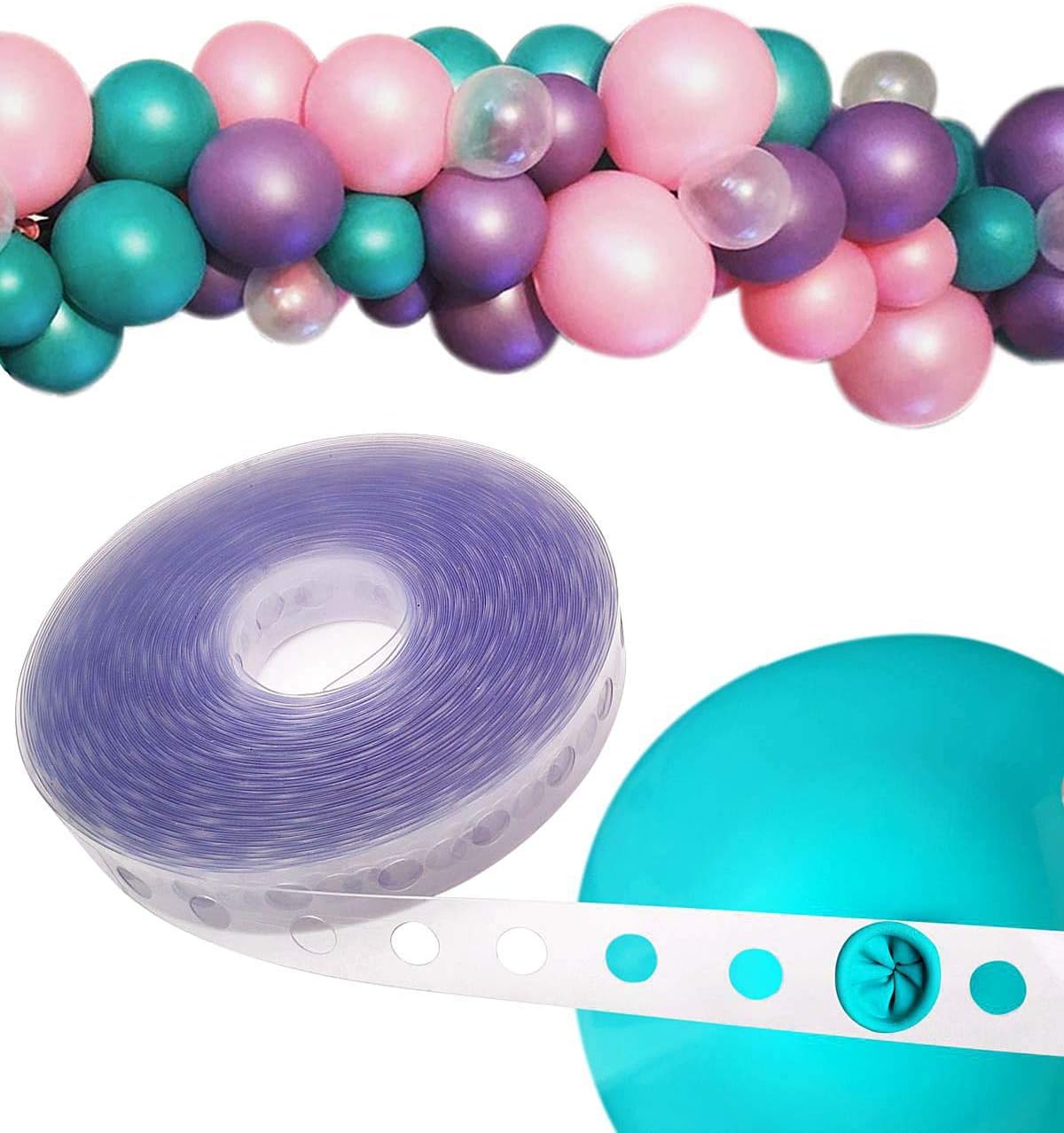 Balloon Strip Tape 50Ft Long to Make Arch Garland Steamer for Birthday Wedding Baby shower Party Decorations