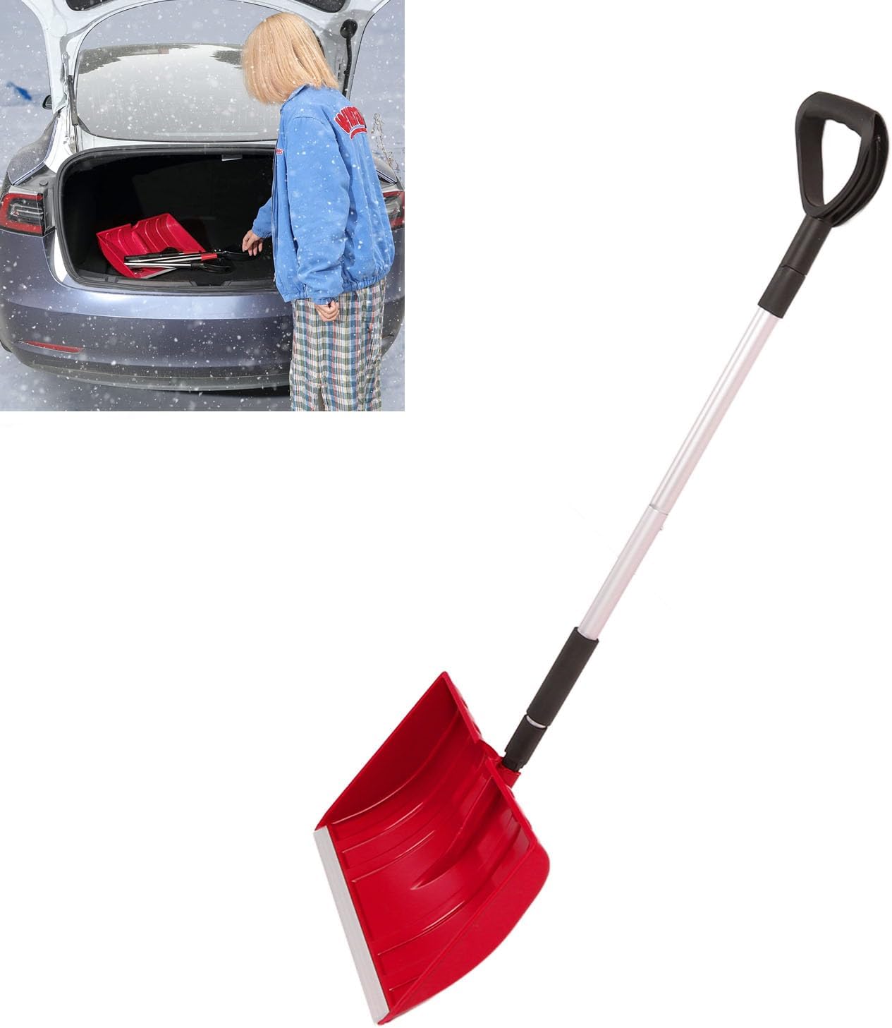 Multi Functional Snow Shovel, Snow Shovel Kit Removal Tools,Detachable Large Capacity Lightweight Portable Outdoor Clean Tool for Car Garden (red)