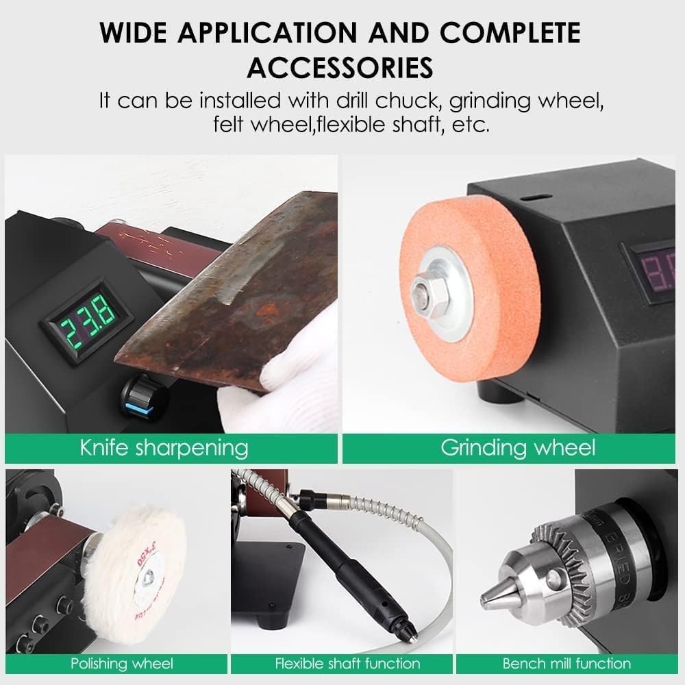 Grinder， 350W Vertical & Horizontal Mini Belt Sander Electric Sanding Polishing Grinding Machine Grinding Sander Grinder Small Sand-belt Machine Stepless Speed Regulation (Size : US+Type 1)