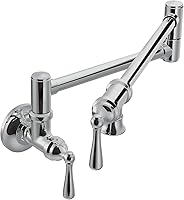 Vista 10 de Moen Grifo de cocina de doble junta montada en pared con brazo oscilante plegable de oro cepillado, S664BG