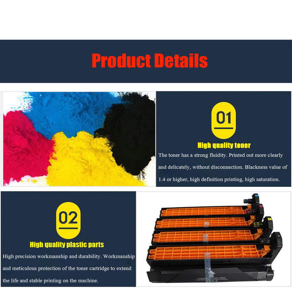 Compatible avec OKI C711DN C710DN C710dtn C710cdtn Cartouche de Toner Imprimante Tambour Porte-Tambour Kit de Tambour 43913808 43913807 43913806 43913805 4 Couleurs en Option,4colors