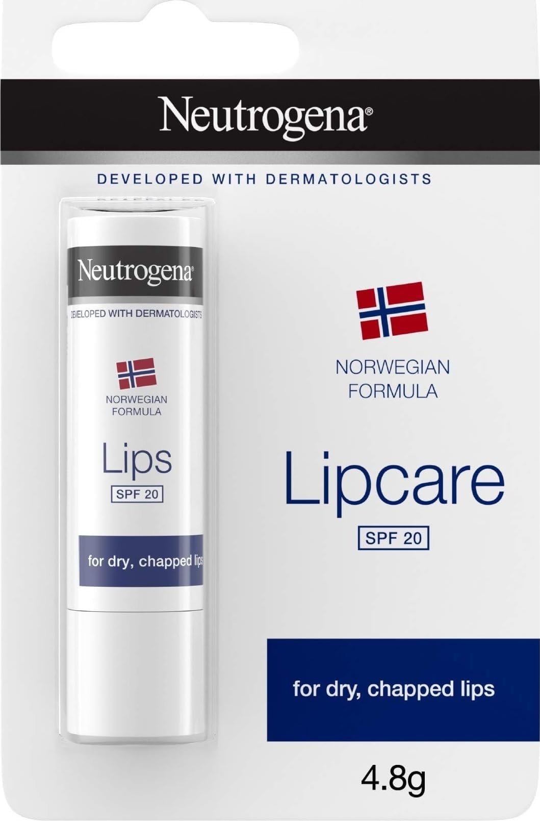 Neutrogena Norwegian Formula SPF 20 Lip Balm (4.8g), Lipcare to Provide Immediate and Lasting Relief for Dry, Chapped Lips with Sun and All Weather Protection