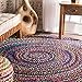 nuLOOM 6' Round Bohemian Hand Braided Area Rug, Vibrant Colors, Hand Crafted in India, Medium Pile, Tammara Blue