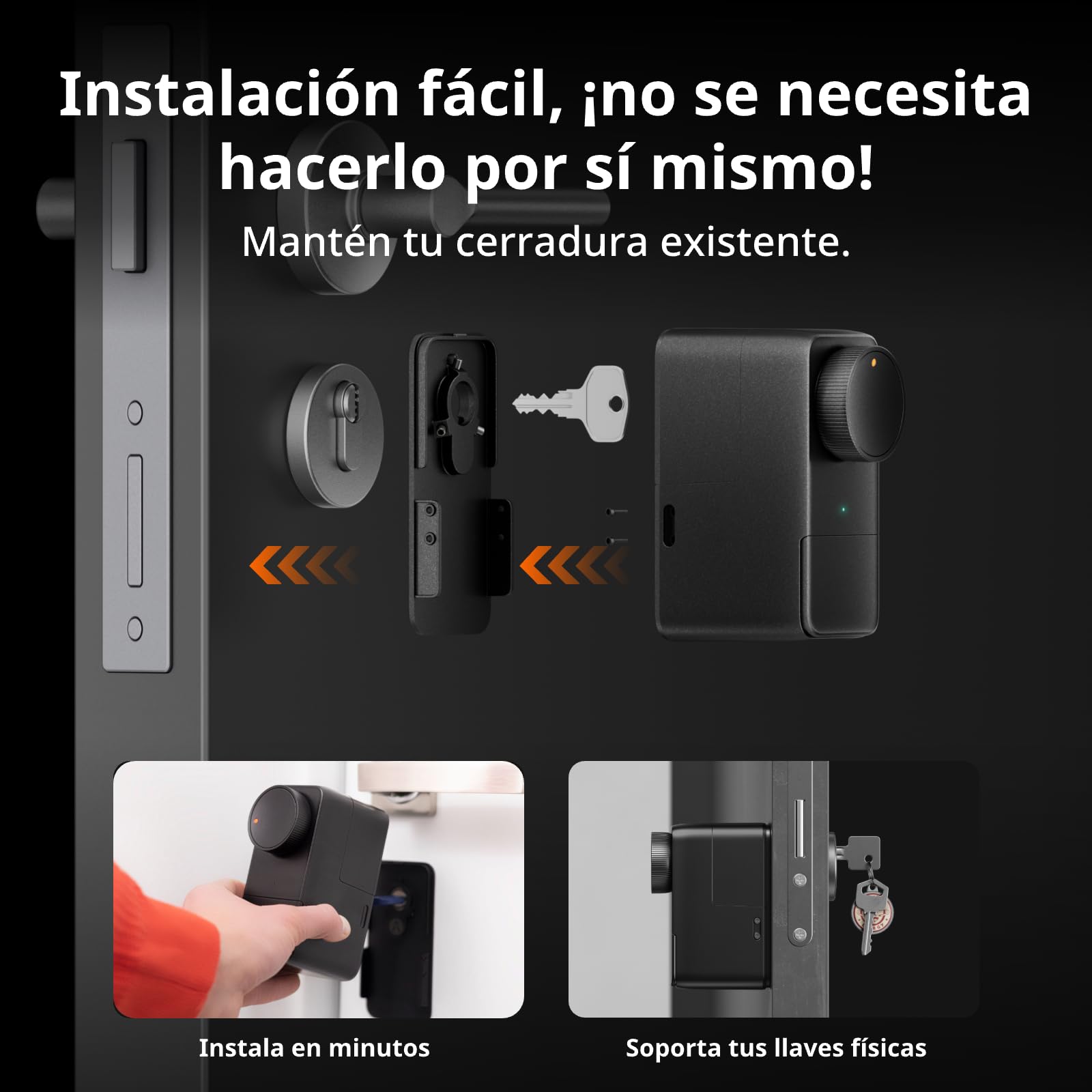 SwitchBot Lock Pro WiFi Inteligente, de Acceso Sin Llave, Cerradura Inteligente Puerta Delantera, Cerrojo Inteligente, Adaptable al Cerrojo Existente en Minutos, admite Matter, Alexa, Google, IFTTT.