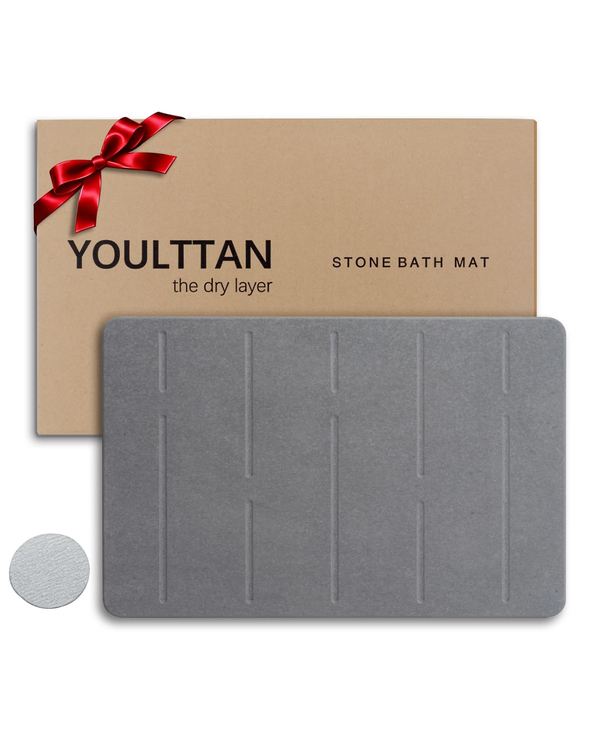 Stone - Tapete de baño de 24 x 16 pulgadas, tapete de ducha de tierra de diatomeas, de secado rápido, antideslizante, respetuoso con el medio ambiente, diseño moderno con almohadilla